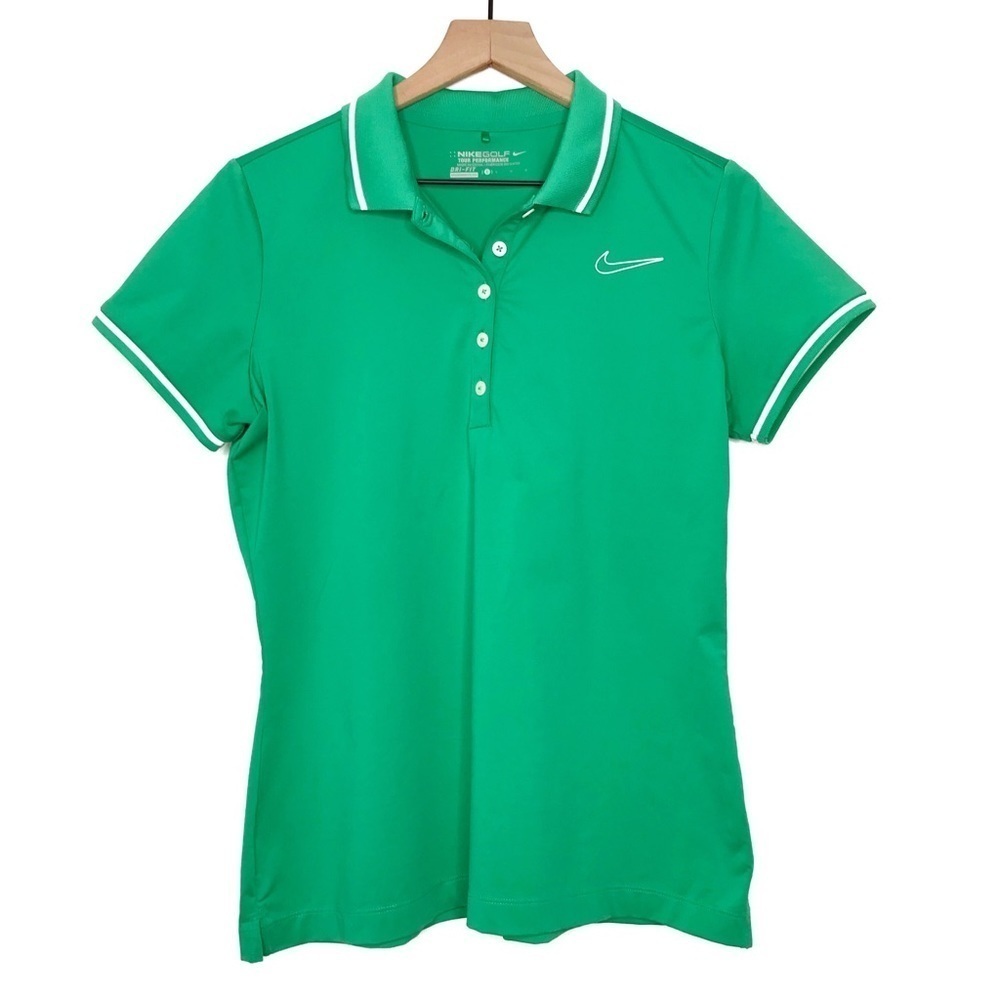 NIKE Dri-fit Tour Performance Green Golf Polo Top L